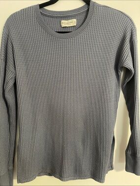 Abercrombie & Fitch Blue Gray Waffle-Knit Long Sleeve Sweater